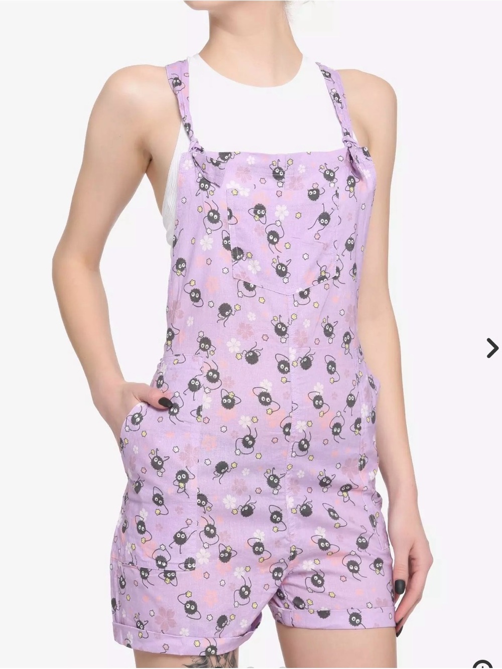 Studio Ghibli Spirited Away Soot Sprite Soft
Shortalls Size M Linen Blend NWT
